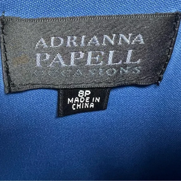 Adrianna Papell Dress Womens 8P Blue Tiered Layered Sleeveless V Neck Cocktail - Picture 9 of 13